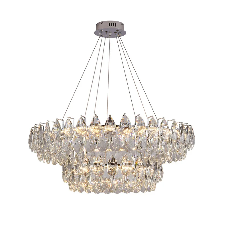 

Light luxury living room chandelier led new round crystal simple modern bedroom restaurant