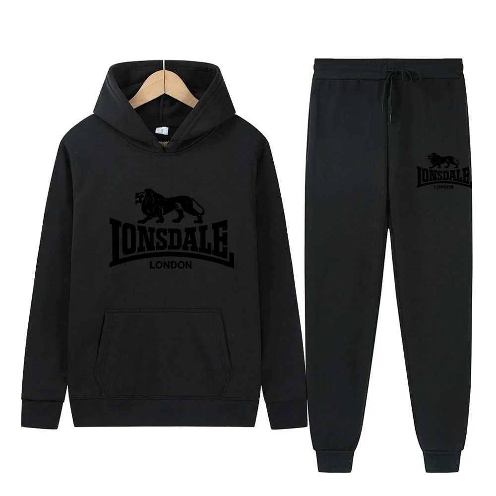 2024 LONSDALE set fashionable sports hoodie casual sportswear autumn and winter men\'s and women\'s sets