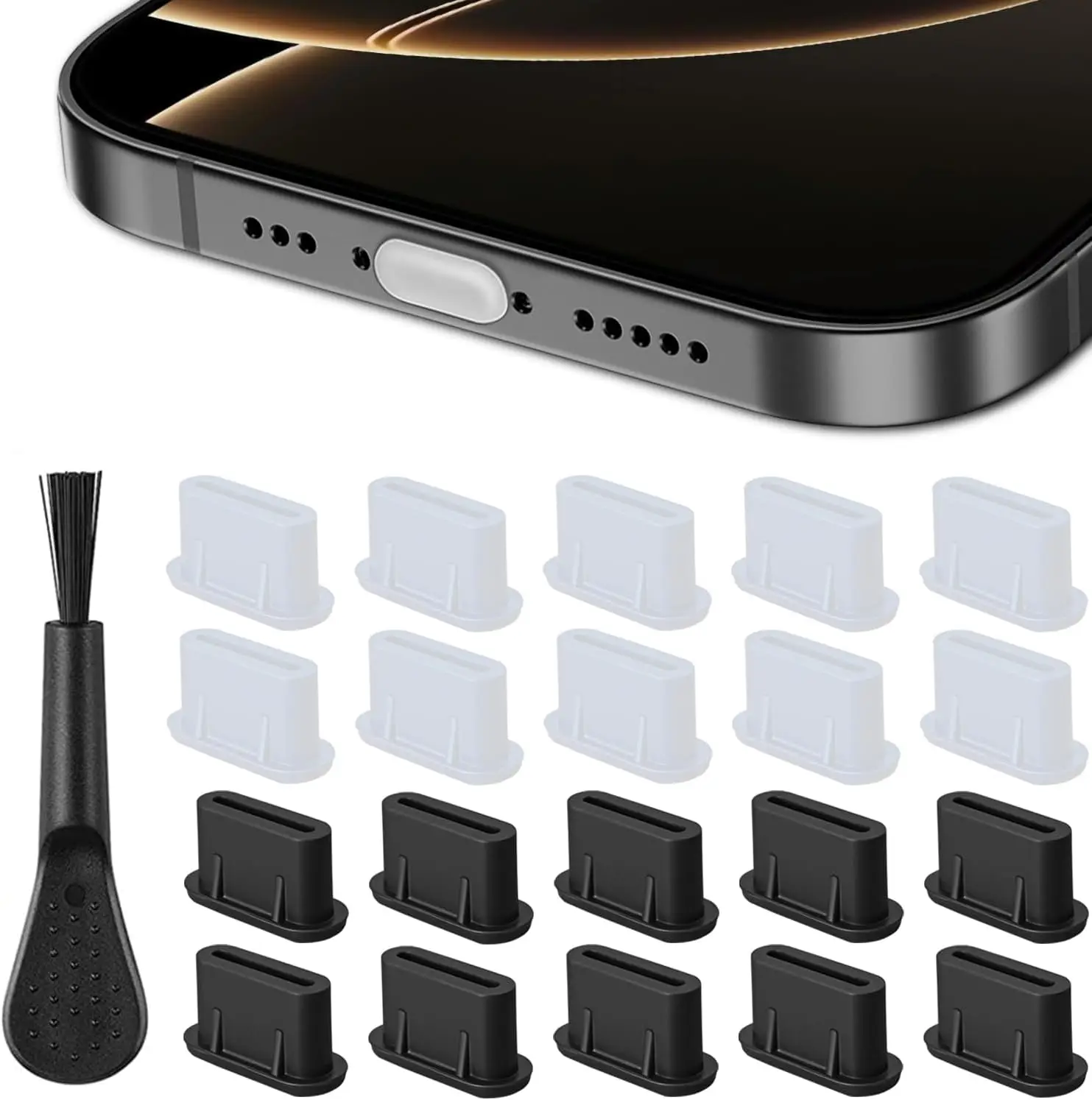 20 Pack USB C Dust Plug, Silicone Type-C Port Cover for iPhone 17/16/15, Samsung Galaxy S25-S20, All USB-C Devices