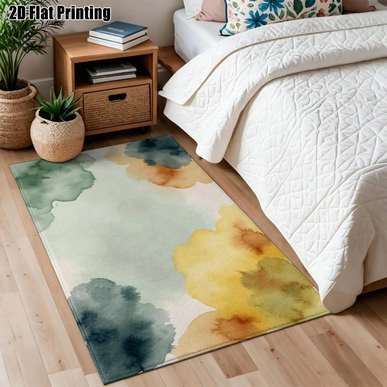 1Pc 2D Printed Watercolor Gradient Carpet: Nordic/Instagram/Modern/European/Vintage Style, Multi-Size, Machine Washable, Ideal for Entrance, Dining Room, Foyer, Bedroom, Living Room Home Decor