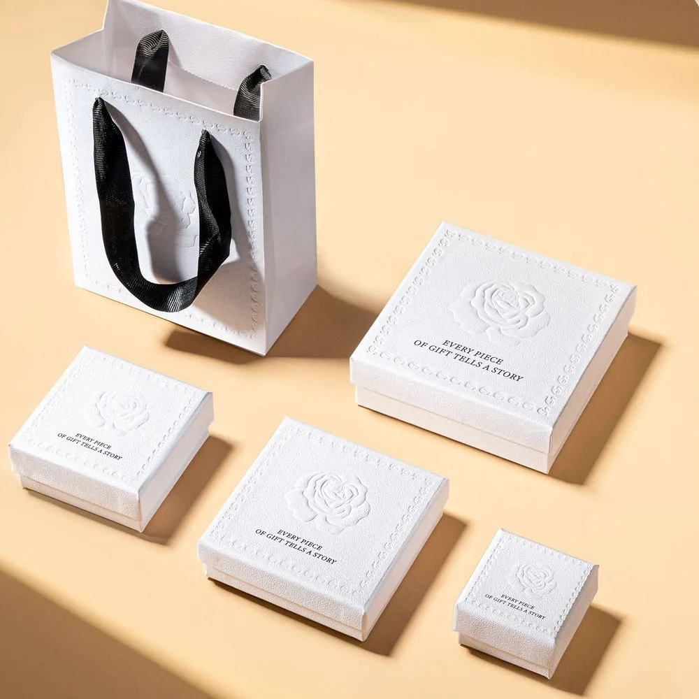 24 Stück Schmuckboxen mit geprägtem Rosenmuster auf dem Deckel, für Ohrstecker, Ringe, Armbänder, Anhänger, Halsketten, zur Aufbewahrung und Organisation. – Detail 12