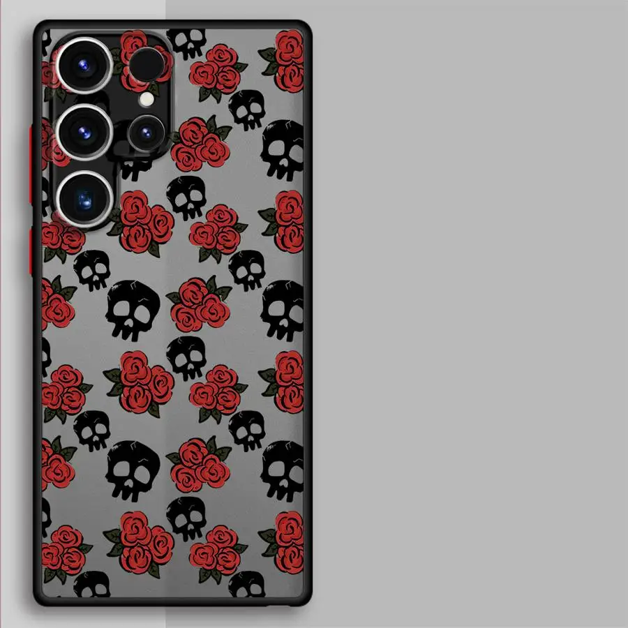 Case for Samsung Galaxy S9 S24 FE S21 S25 Edge S10 S22 Plus S23 Ultra S20 Back Phone Cover Skull Head And Rose