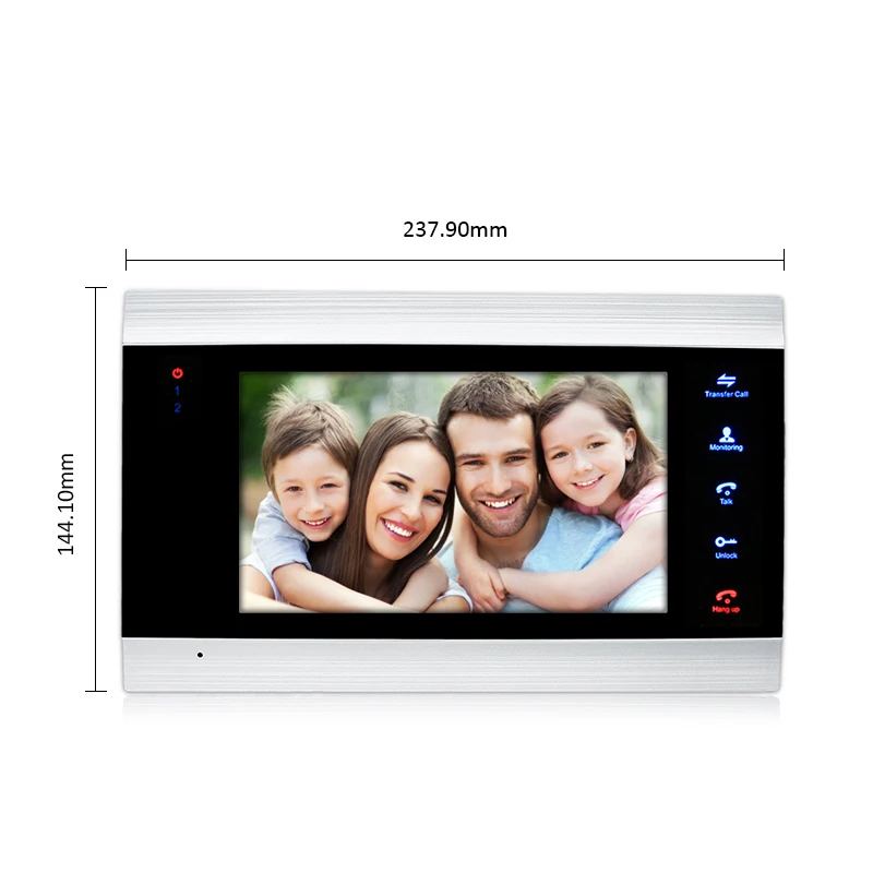 Wired Apartamento Porta Video Intercom com Registro, Acesso de Entrada, 2 Monitor e 2 Campainha, 7"