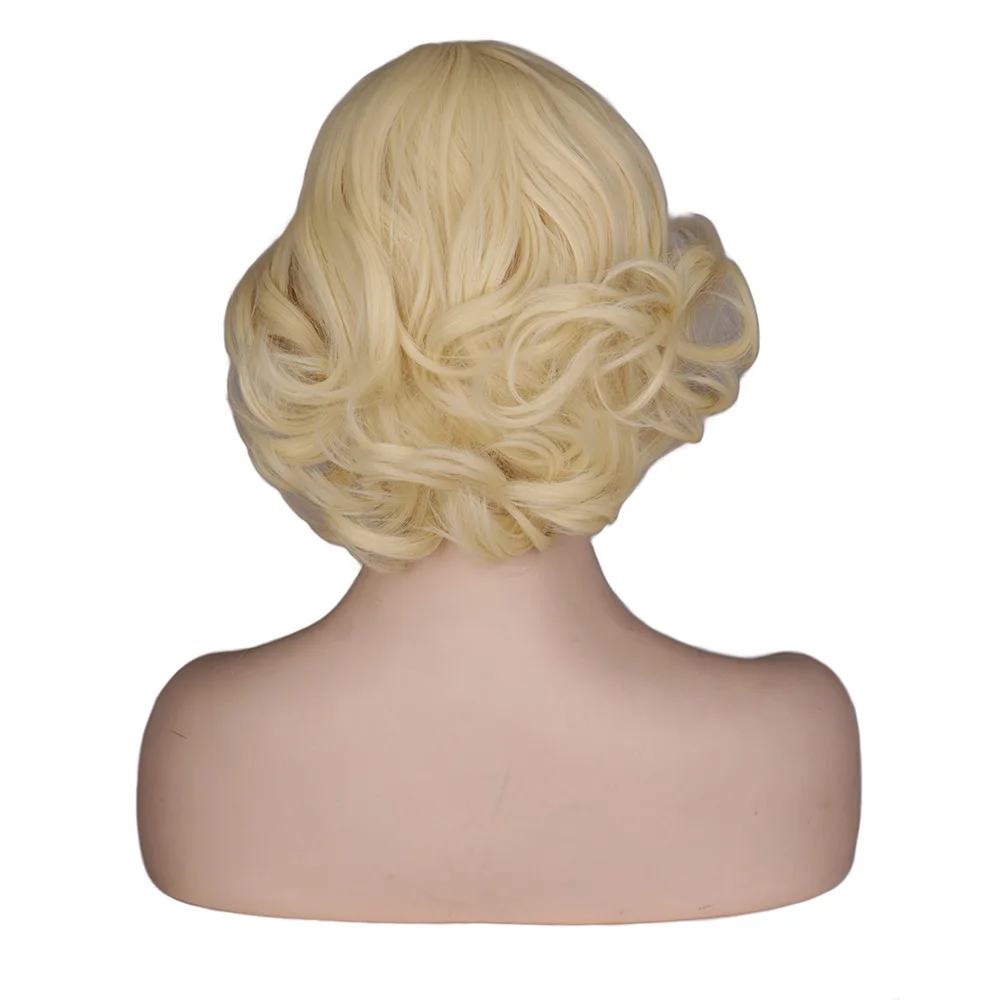 Cosplay Marilyn Monroe Women Girls Short Blonde Curly Cosplay Wig Cos Party High Temperature Fiber Synthetic Hair Wigs