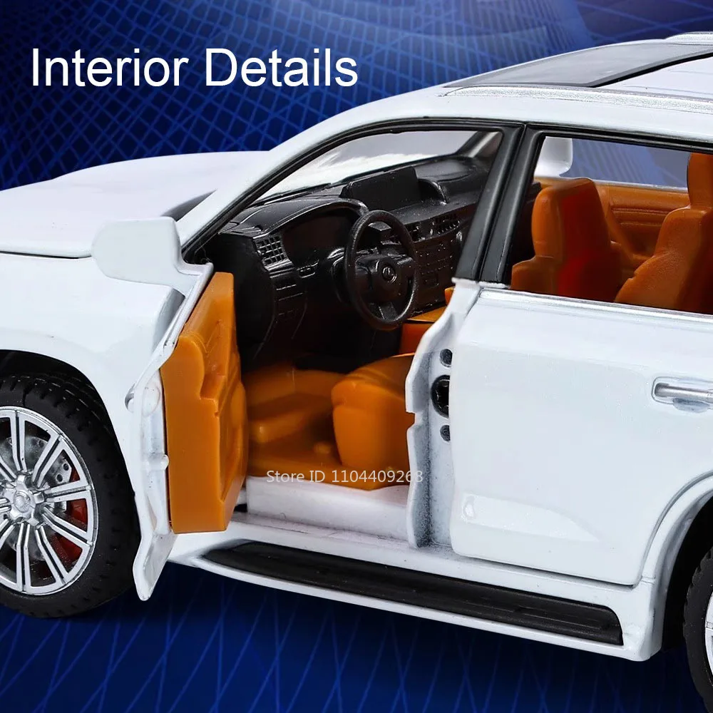 1:32 LX570 GLS580 SUV Model samochodu Zabawka Odlewane metalowe drzwi Otwarte Dźwięk Światło Wycofaj Modele pojazdów terenowych Dekoracyjne prezenty