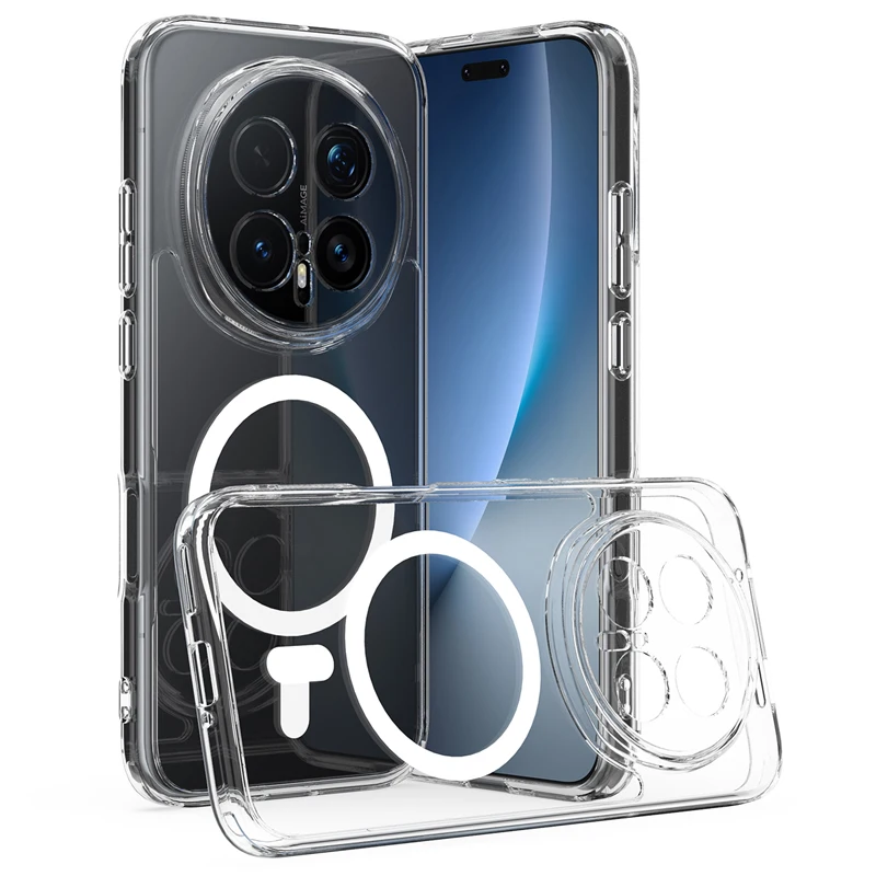 

funda For Honor Magic8 Pro Case ELVEV Magnetic Anti-fingerprint Crystal PC TPU Transparent Back Phone Cover