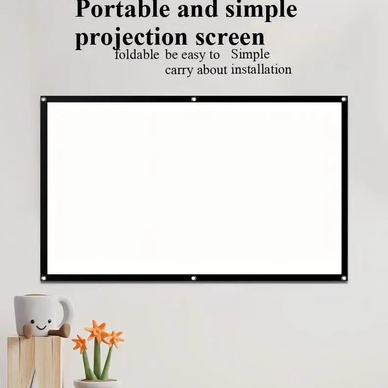 2026Oxford Fabric Projector Screen White Front Projection Indoor/Outdoor Movies Size From 60 Inch to 300 Inch or Customized Size