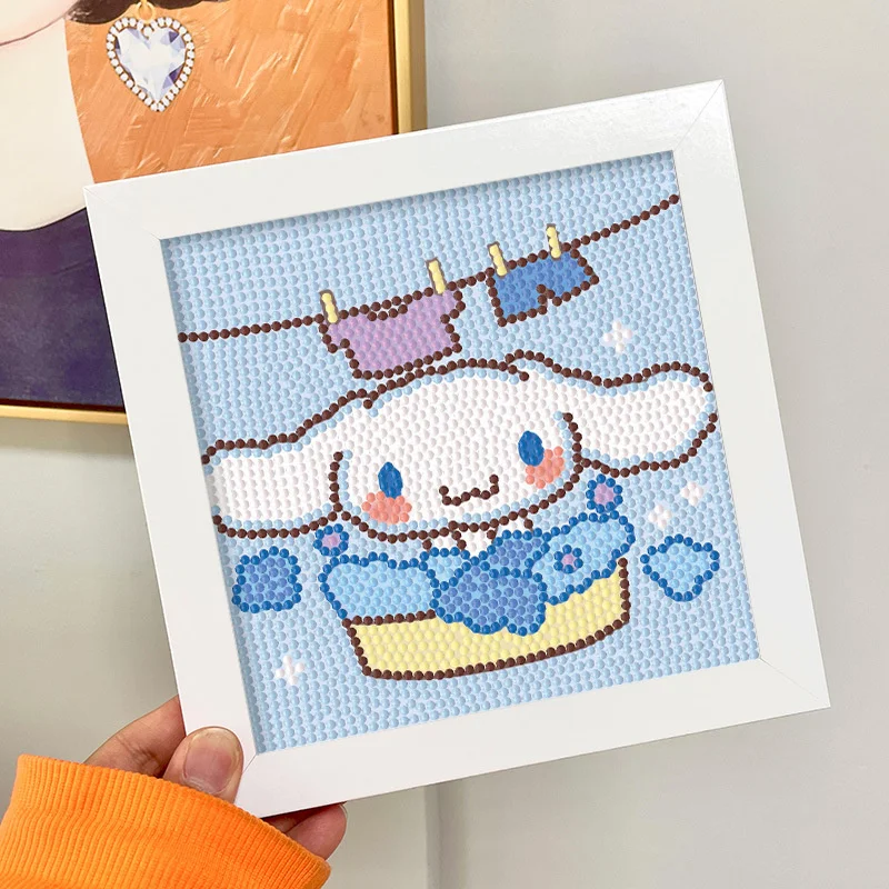 Kawaii Sanrio Cinnamoroll Kuromi Anime Figure Diy diamond painting Decompress Paste Material Package Frame Manual Christmas Gift