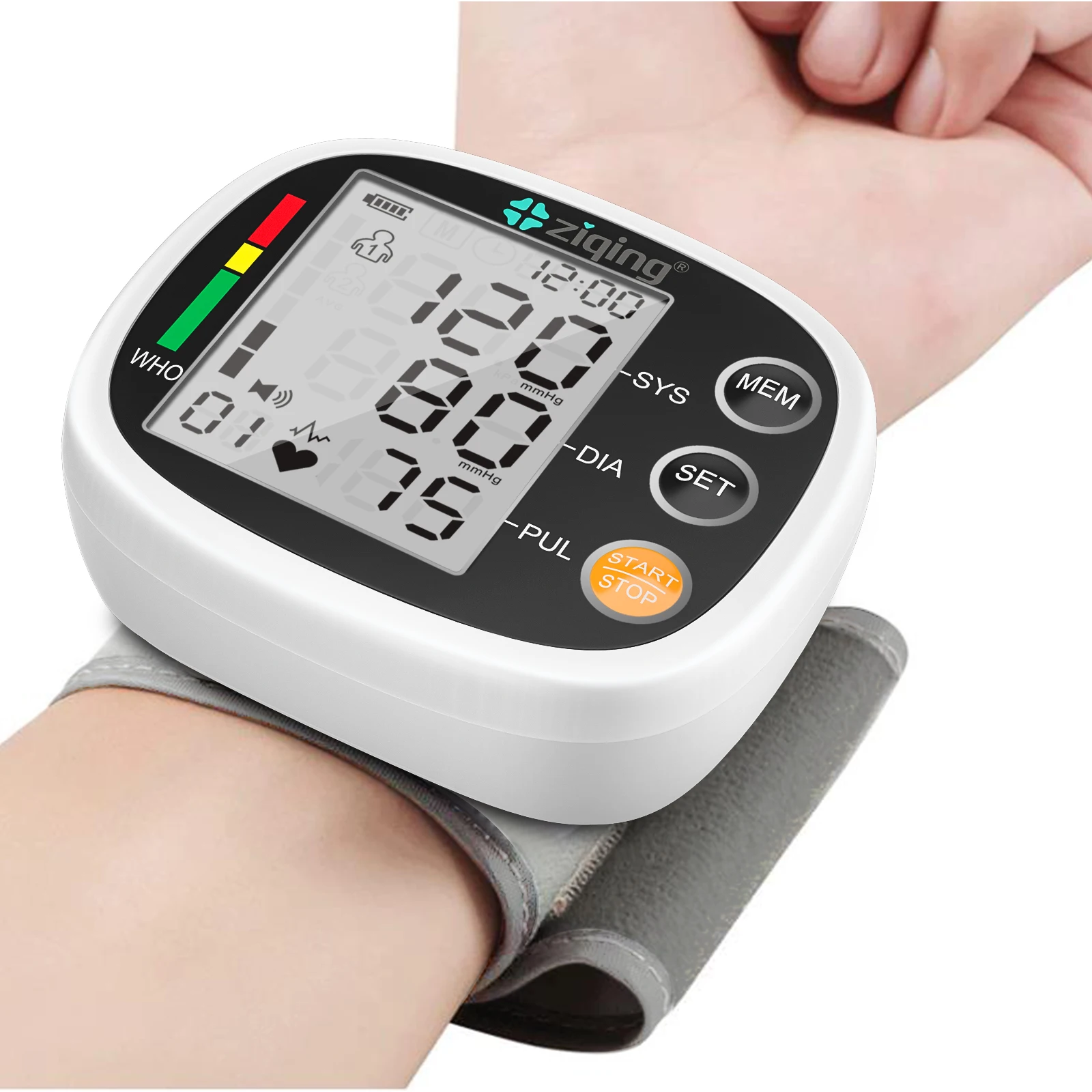 Ziqing-Tensiom�tre Rechargeable au Poignet, Sphygmomanom�tre, Tonomcirculation, Tensiom�tre, Fr�quence Cardiaque, Compteur de Pouls, Moniteur BP Vocal