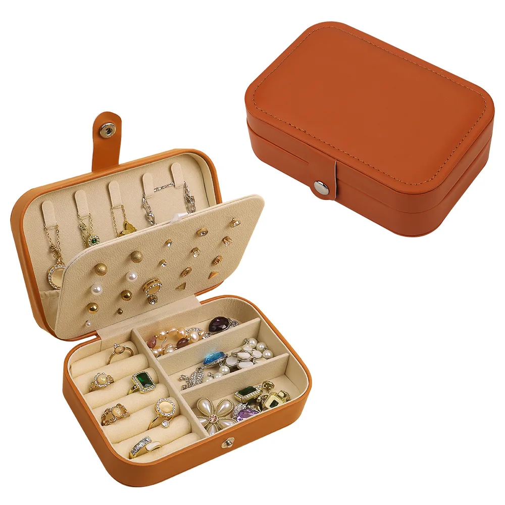 Portable Multi-Compartment Jewelry Box with Velvet Lining - Travel-Friendly Pink Jewelry Organizer for Accessories