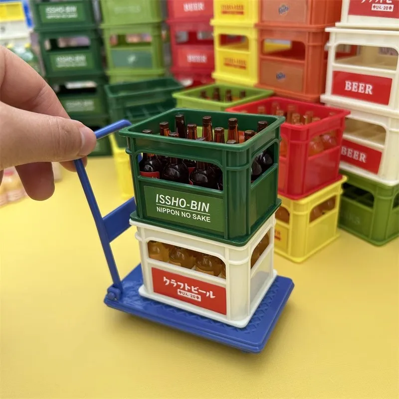 Mini Flatbed Cart Toy Miniature Doll House Supermarket Convenience Store DIY Decoration Accessories Pretend Play Photo Props