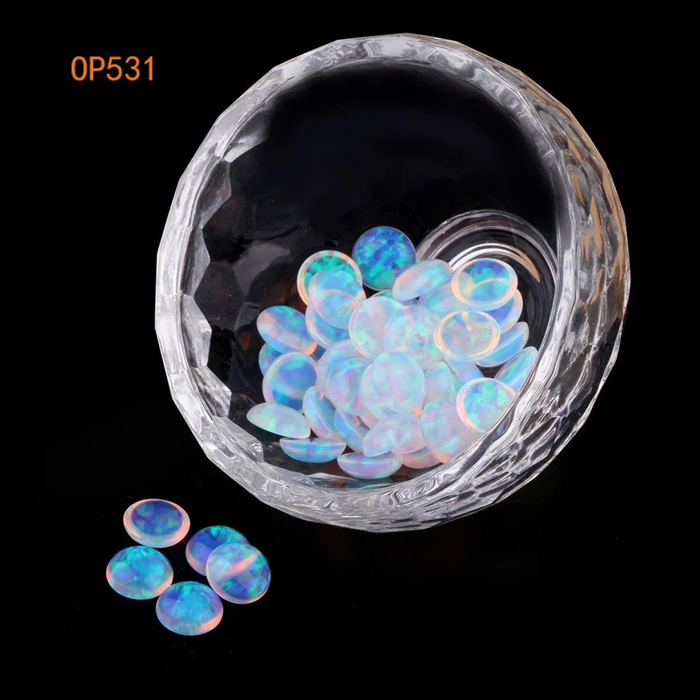 

20pcs/Bag Round Flat Back Beads for Jewelry Making Synthetic Jelly Opal 2mm 8mm Colorful Cabochons