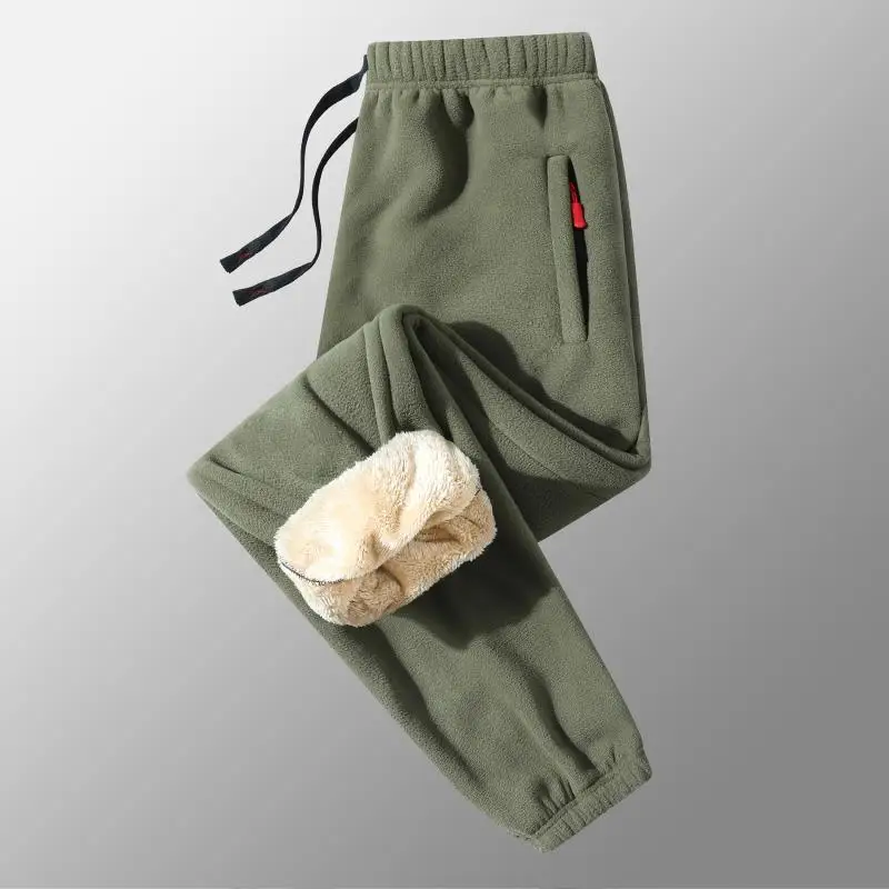 2024 Pantaloni invernali in pile da uomo in lana d'agnello caldo spesso pantaloni sportivi termici casual pantaloni maschili moda maschile pantaloni oversize