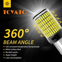 TCYATO2Pcs 144SMP 1156 BA15S  BAU15S PY21W 7440 W21W P21/5W 1157 7443 3157 LED Bulbs 54smd CanBus Lamp Reverse Turn Signal Light