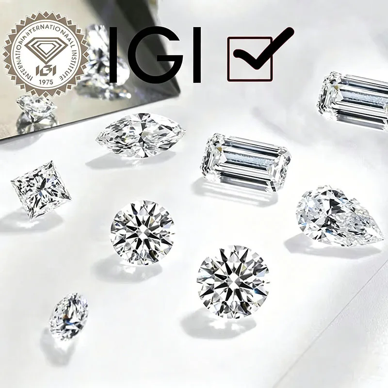 0.5ct-2ct lab grown diamonds DEF color VS clarity each with IGI certification are loose diamonds used for customizing jewelry