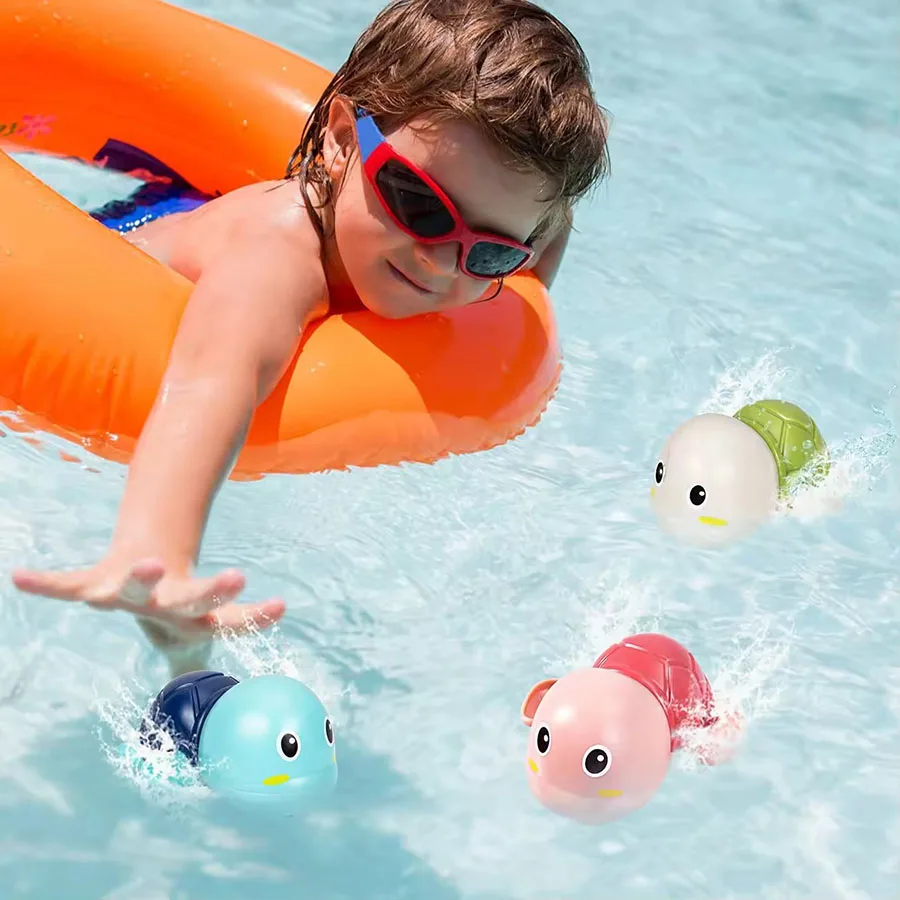 1PCS Baby Bath Toys Water Chain Clockwork Bathing Cute Swimming Turtle Toy Toddler Pool Beach Classic Toy For Kids Water Playing