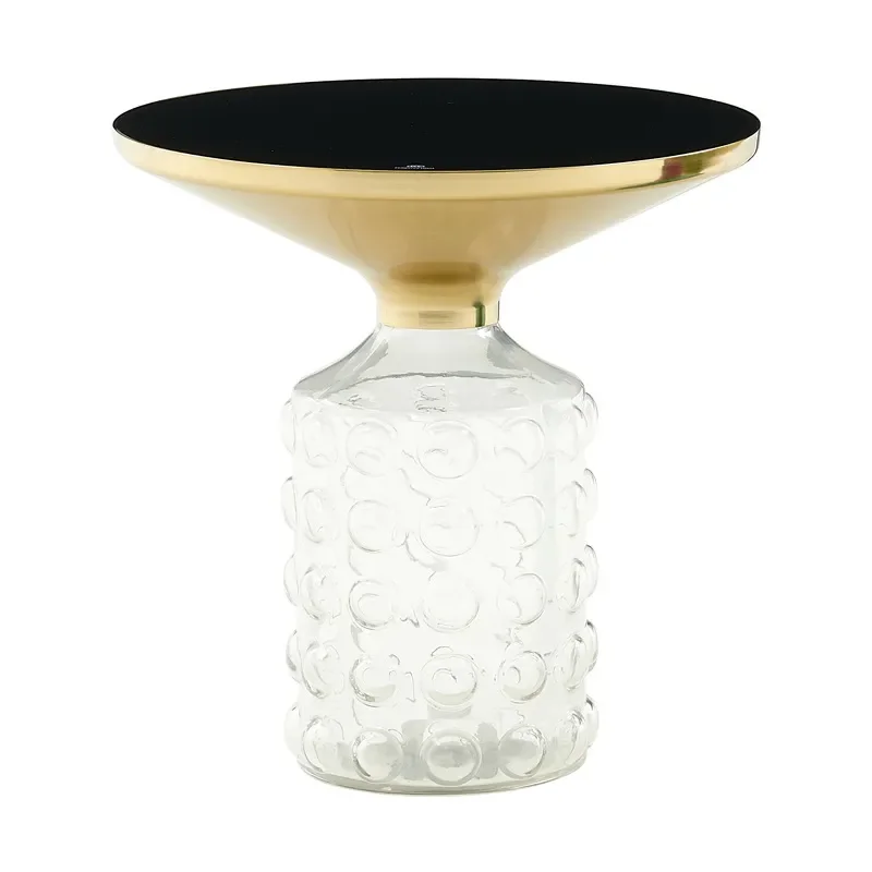 Italian Style Tempered Glass Coffee Table Carbon Steel Frame Bubble Design Corner Side Table for Living Room Modern Home