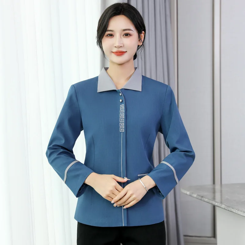 女性用長袖清掃ユニフォーム ホテル客室清掃PAWorkwear 秋冬の不動産管理女性用