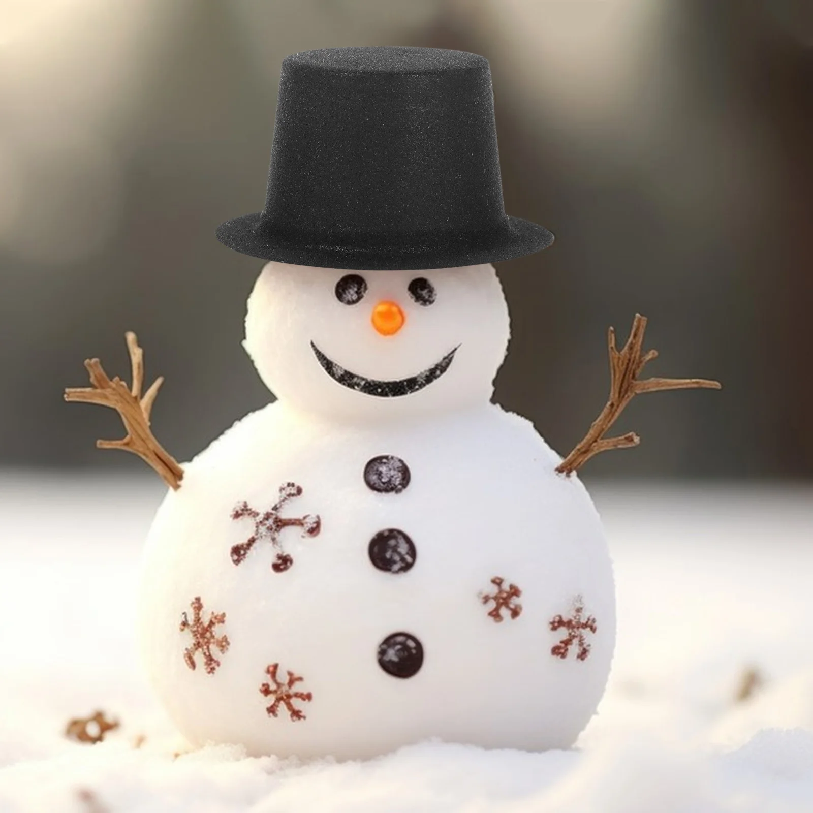 

60Pcs Mini Hats Black Christmas Snowman Design Lightweight Decorative for Wear-Resistant Multi-Function Tiny Hats Craft