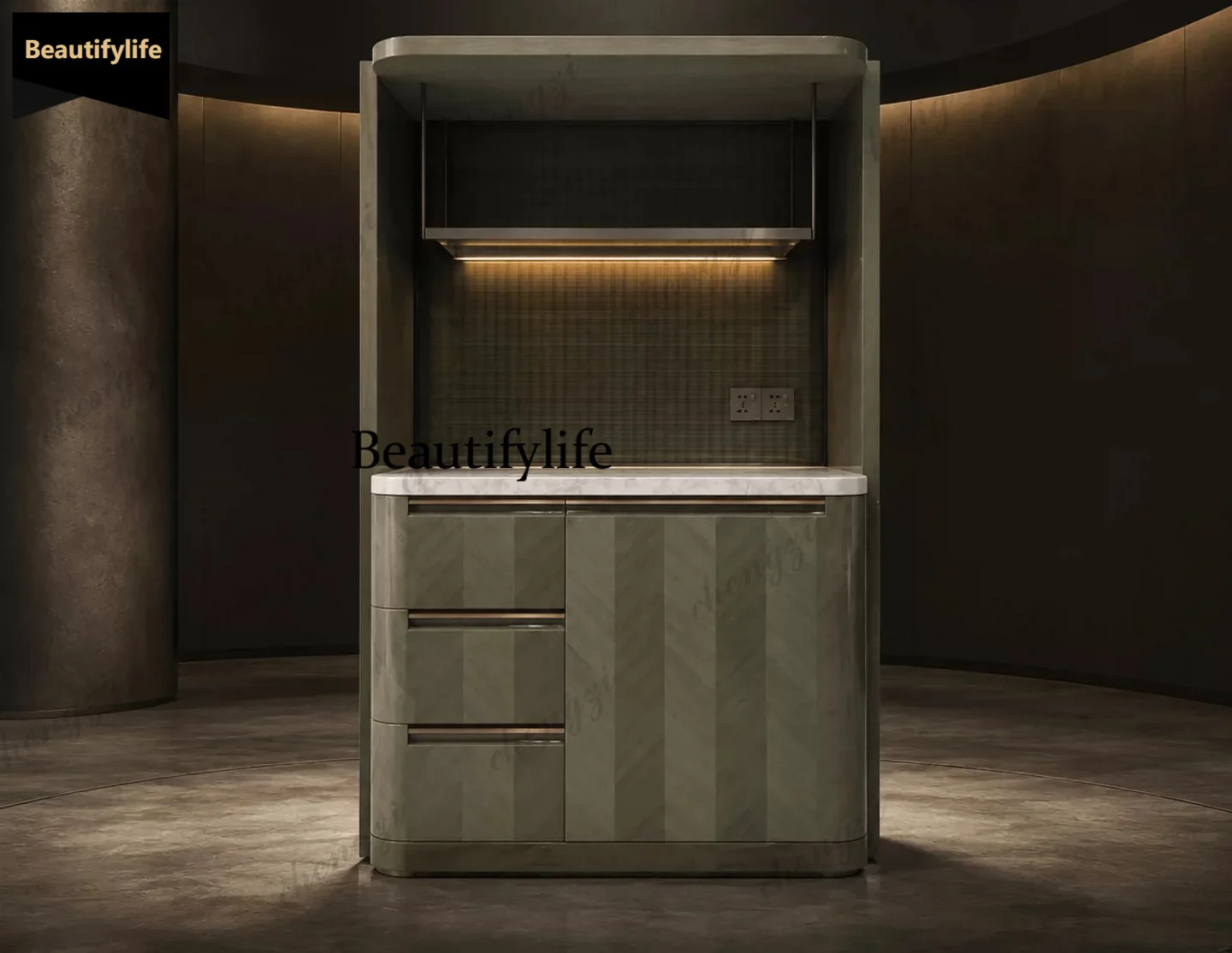 A68Light luxury wine cabinet, high-end Italian-style living room against the wall, tea bar, integrated cabinet