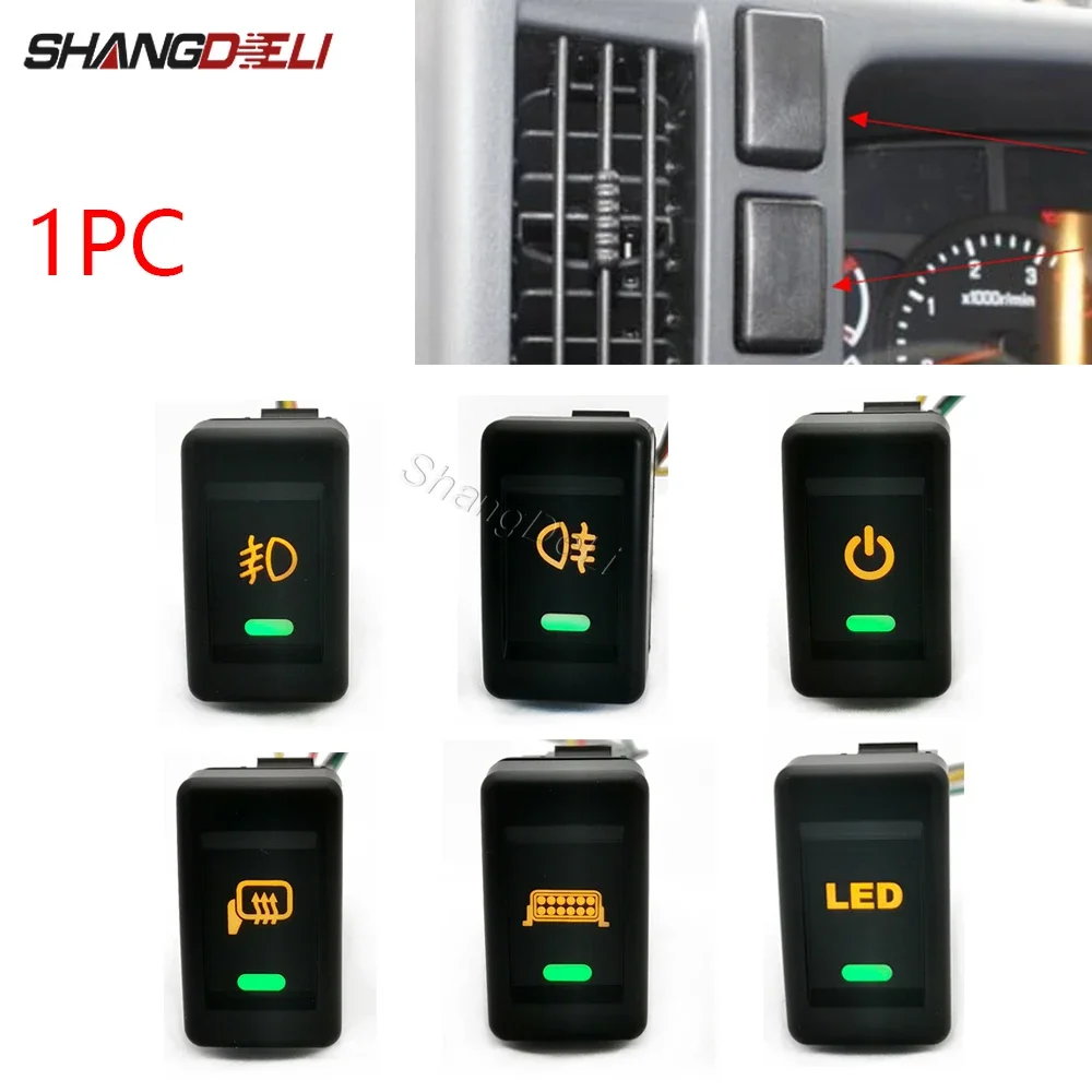 Luz LED naranja, encendido y apagado, lámpara antiniebla delantera y trasera, botón de interruptor de espejo retrovisor con Cable para accesorios Isuzu KV100 700P