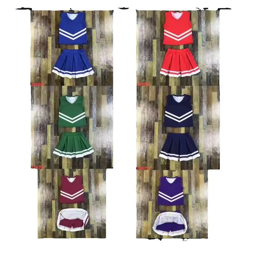 New Fashion Kids Girls Clothes Set Sleeveless Tank Tops with Skort Sets Blank Cheer Uniforms Summer Outfit