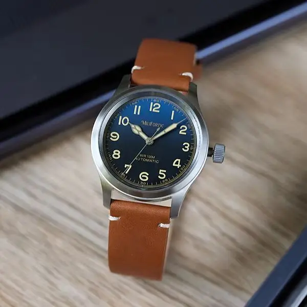 

Мужские часы Milifort Pilot, 39 мм, автоматические механические наручные часы, военные, с сапфировым стеклом, водонепроницаемые, 10ATM, C3, светящиеся, NH35