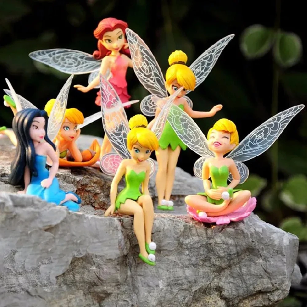 6 szt./zestaw Anime Figurki Akcji Tinkerbell z bajek dla dziewczynek, Tinker Bell, PVC