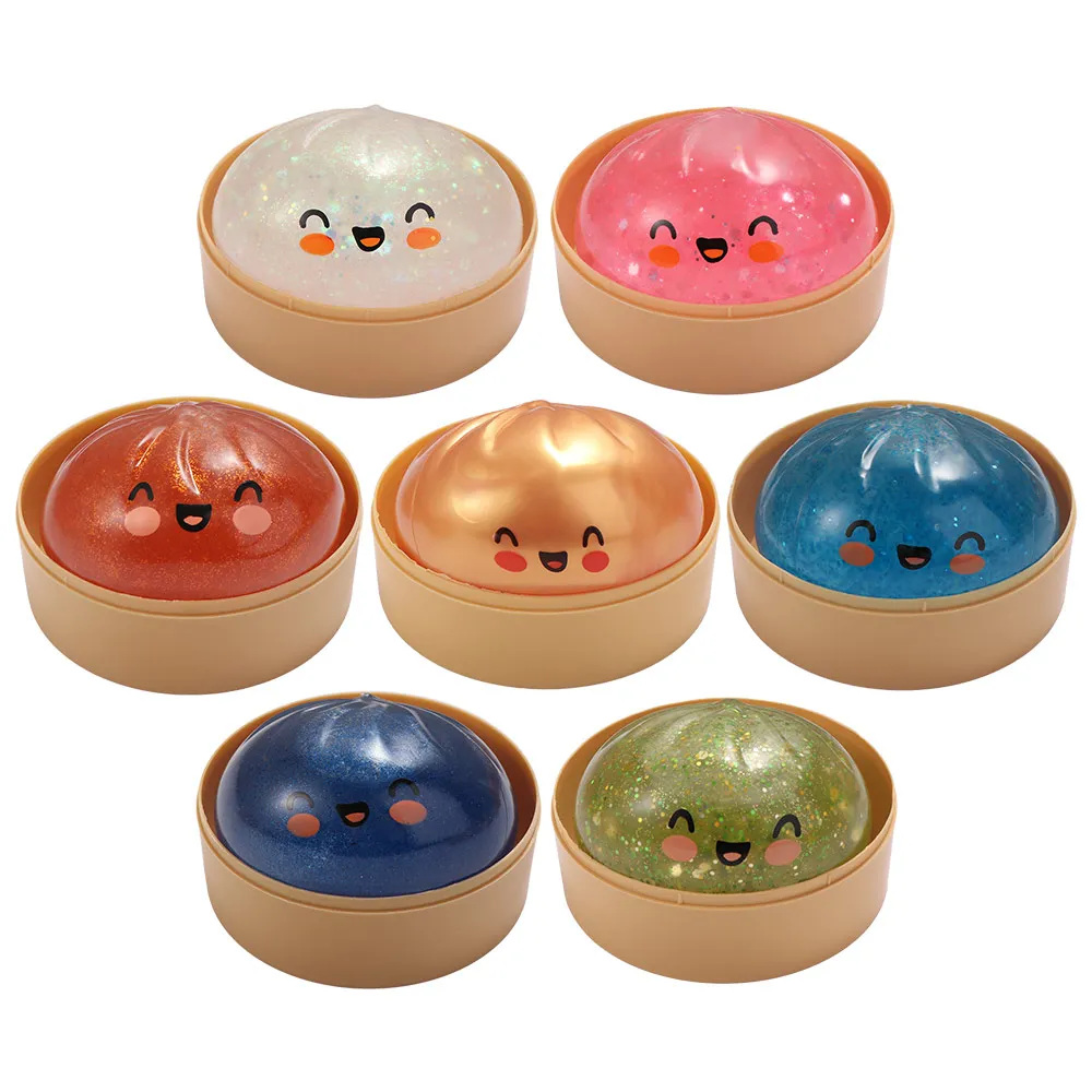 Simulated Giant Rainbow Dumpling Squishes Glittering Pinch Bun Sensory Balls Cute Dumpling-Shaped Soft Squishy Boys Girls