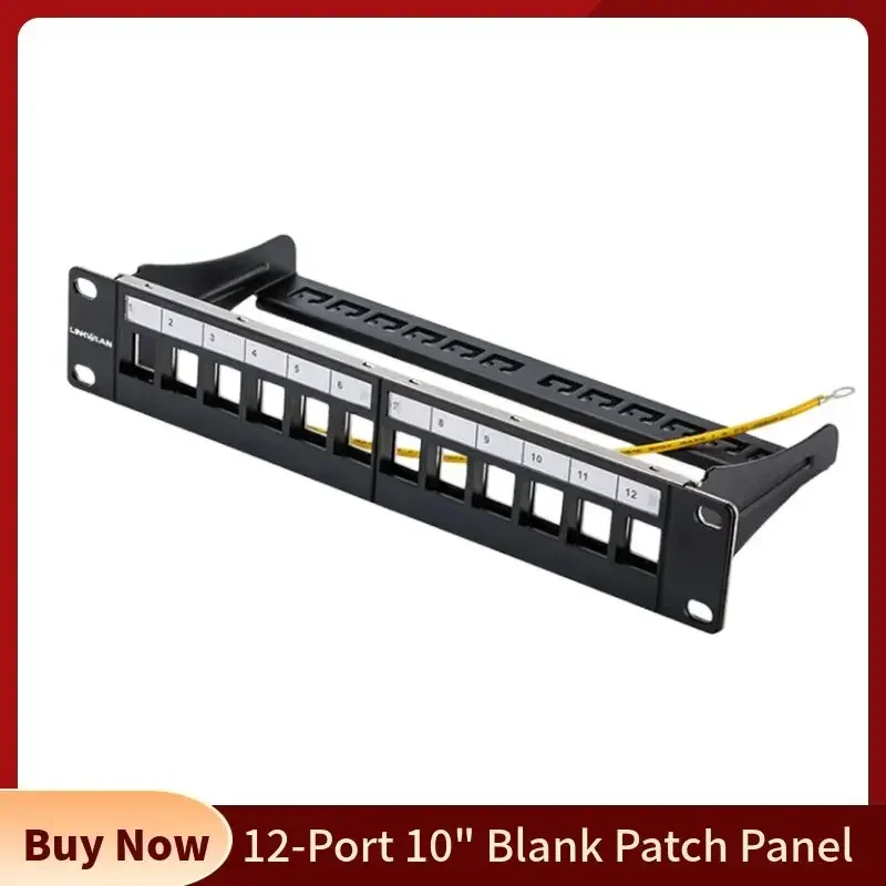 10" 1U Pusty pusty panel krosowy 12-portowy do montażu w stojaku Obsługa RJ45 RJ11 RJ12 Keystone Jack Instalacja Cat5e Cat6A