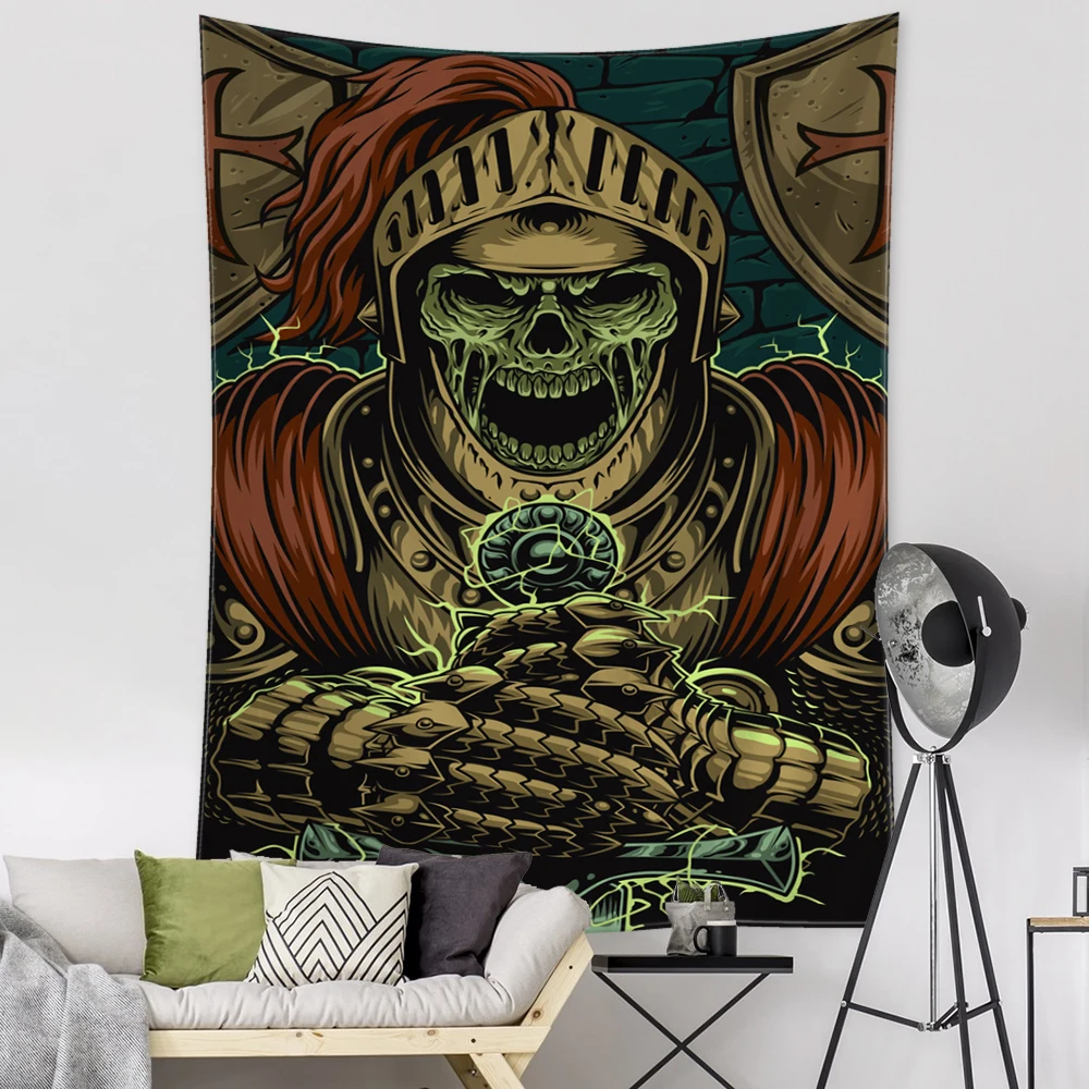 Viking Person Head Tapestry Ancient Psychedelic Witchcraft Mysterious Wall Hanging Bohemian Room Dormitory Decor