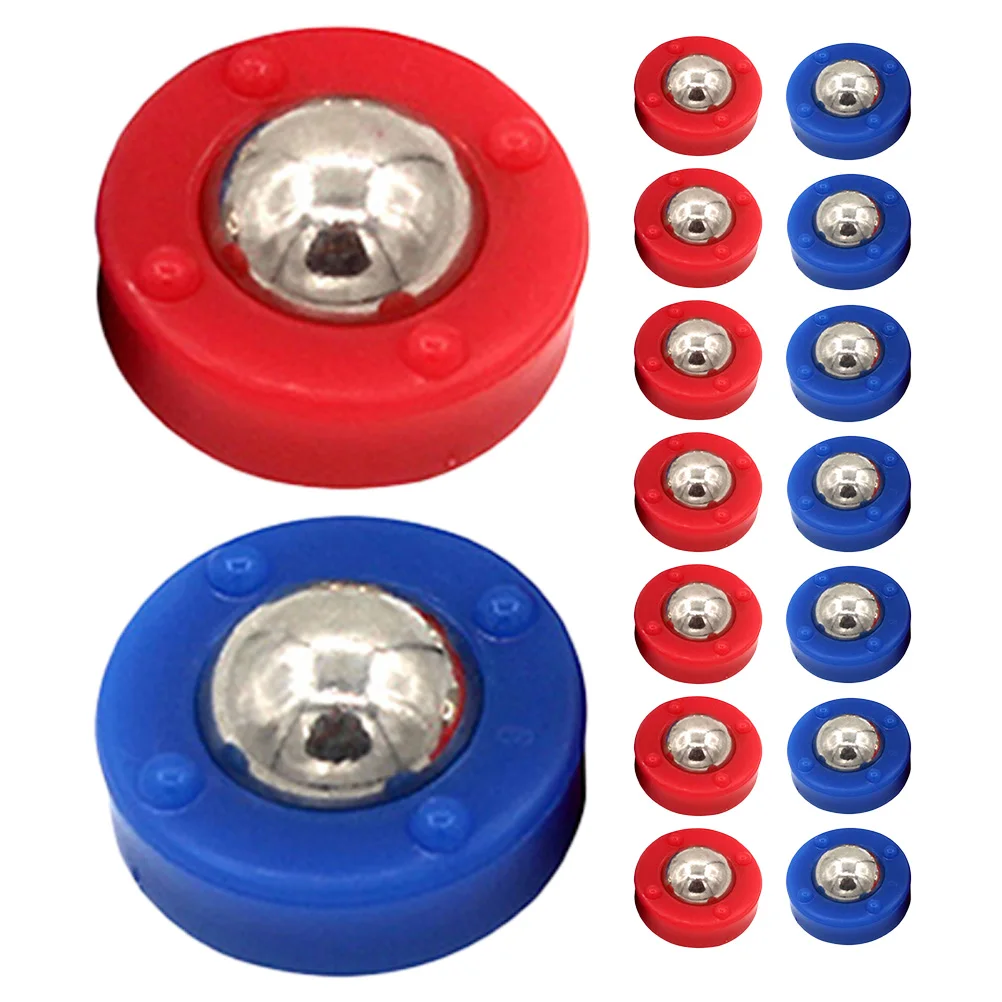 16pcs Mini Steel Table Top Game Child Shuffleboard Beads Replacement Rollers Blue Red Table Soccer Accessories Long