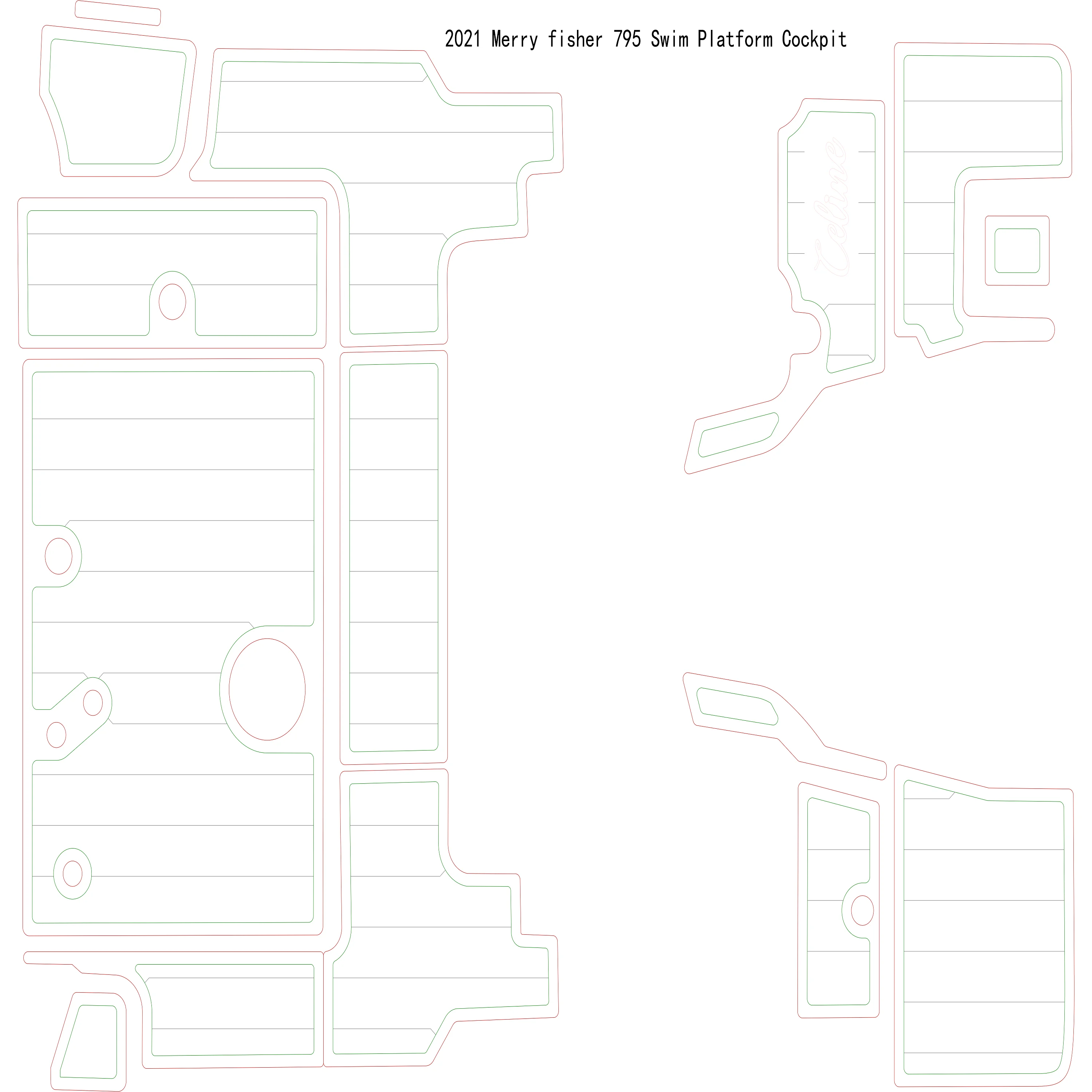 

2021 Merry fisher 795 Swim Platform Cockpit Boat EVA Faux Teak Deck Floor Pad