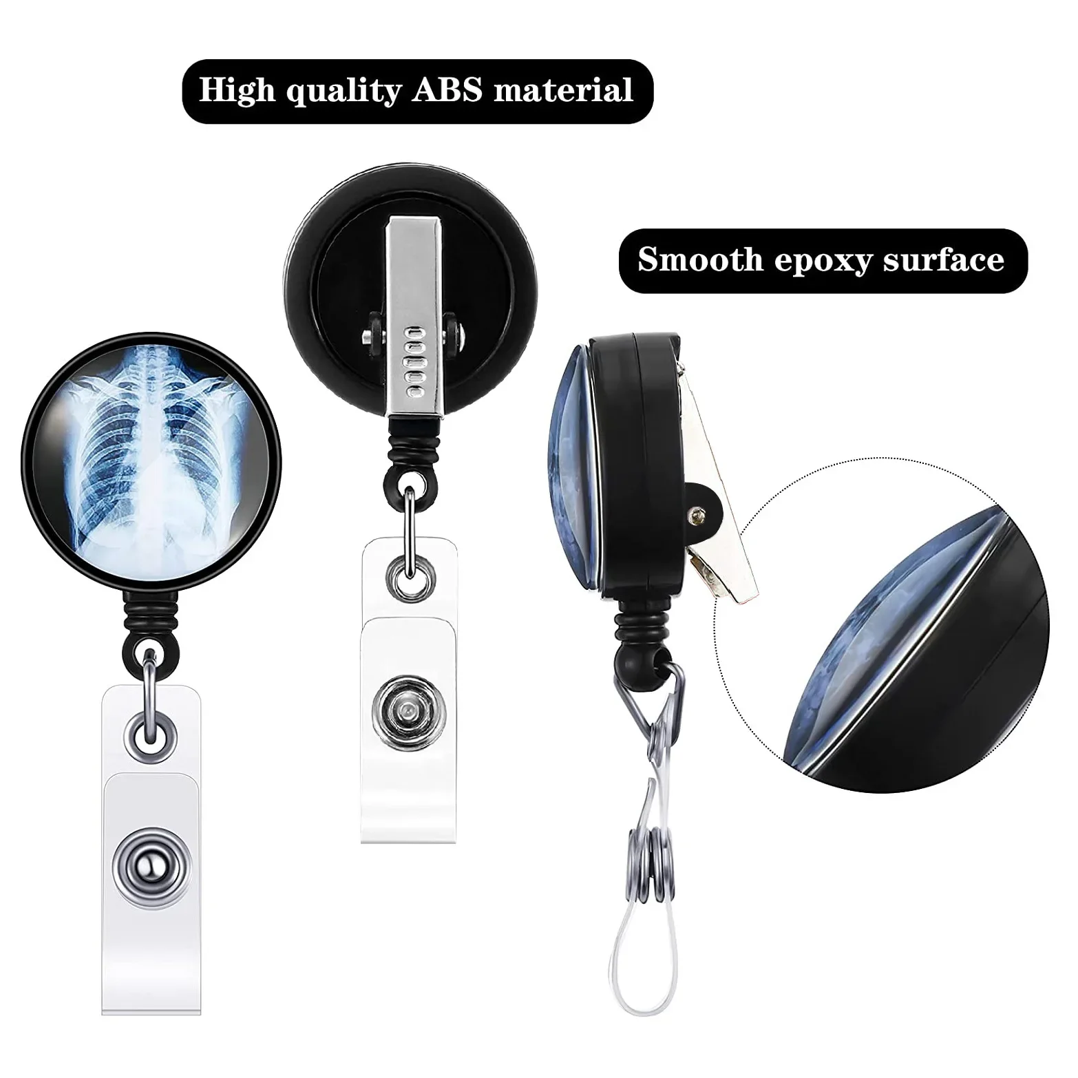 Creative Retractable X-Ray Badge Reel Radiology Badge Holder Badge Reel Nurse Doctor Student Card Reel Clip Office Supplies