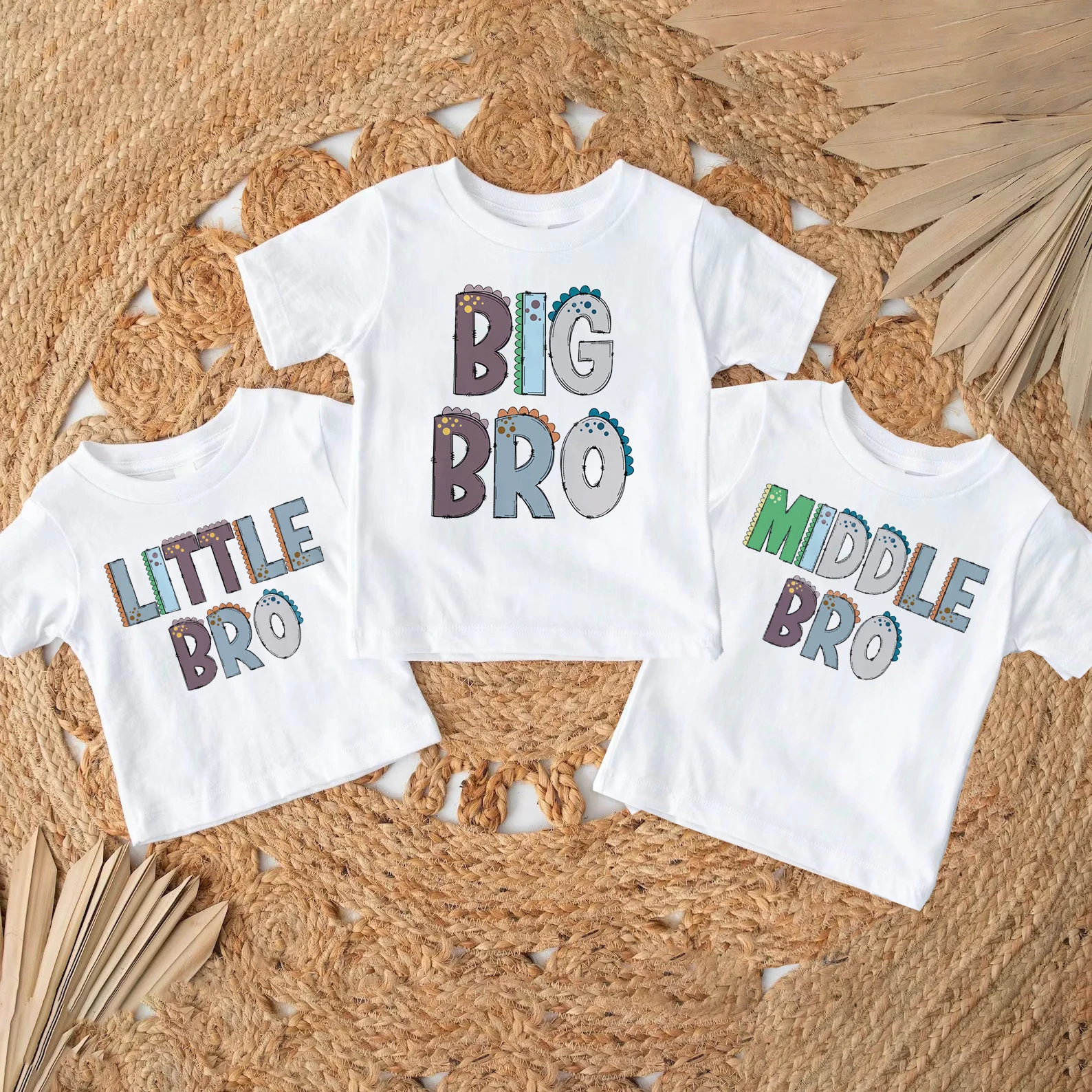 

Big Middle Little Brother Print Family Matching T-shirt Boys Sibling Shirt Child Summer Tee Clothes Kids Short Sleeve Outfit Top