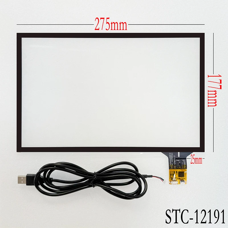 12.1 Inch Capacitive Touch Screen + USB Cable Plug and Play 275*177 Digitizer Handwriting Exterior 276*178 Replacement STC-12191