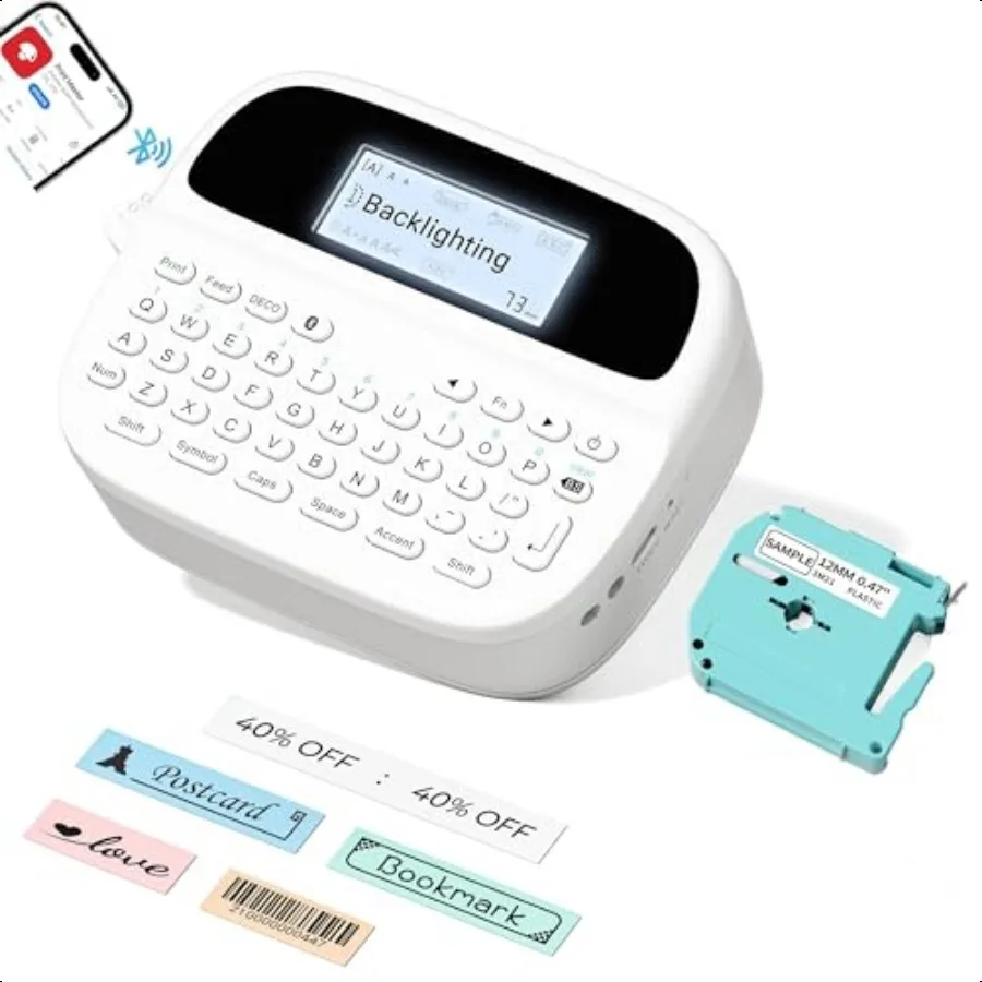 

M950 Bluetooth Label Maker hine withTape Rechargeable Portable Labeler hine with LabelsWaterproof QWERTY Keyboard LCD Screen fo