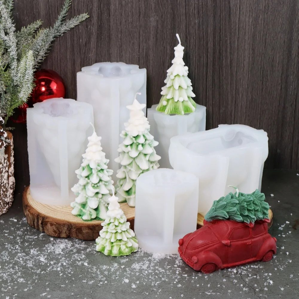 Schöne Weihnachtsbaum-Silikon-Kerzenform, 3D-Automontierter Weihnachtsbaum-Seifenform für die Herstellung von Duftkerzen und Seifen, DIY-Form