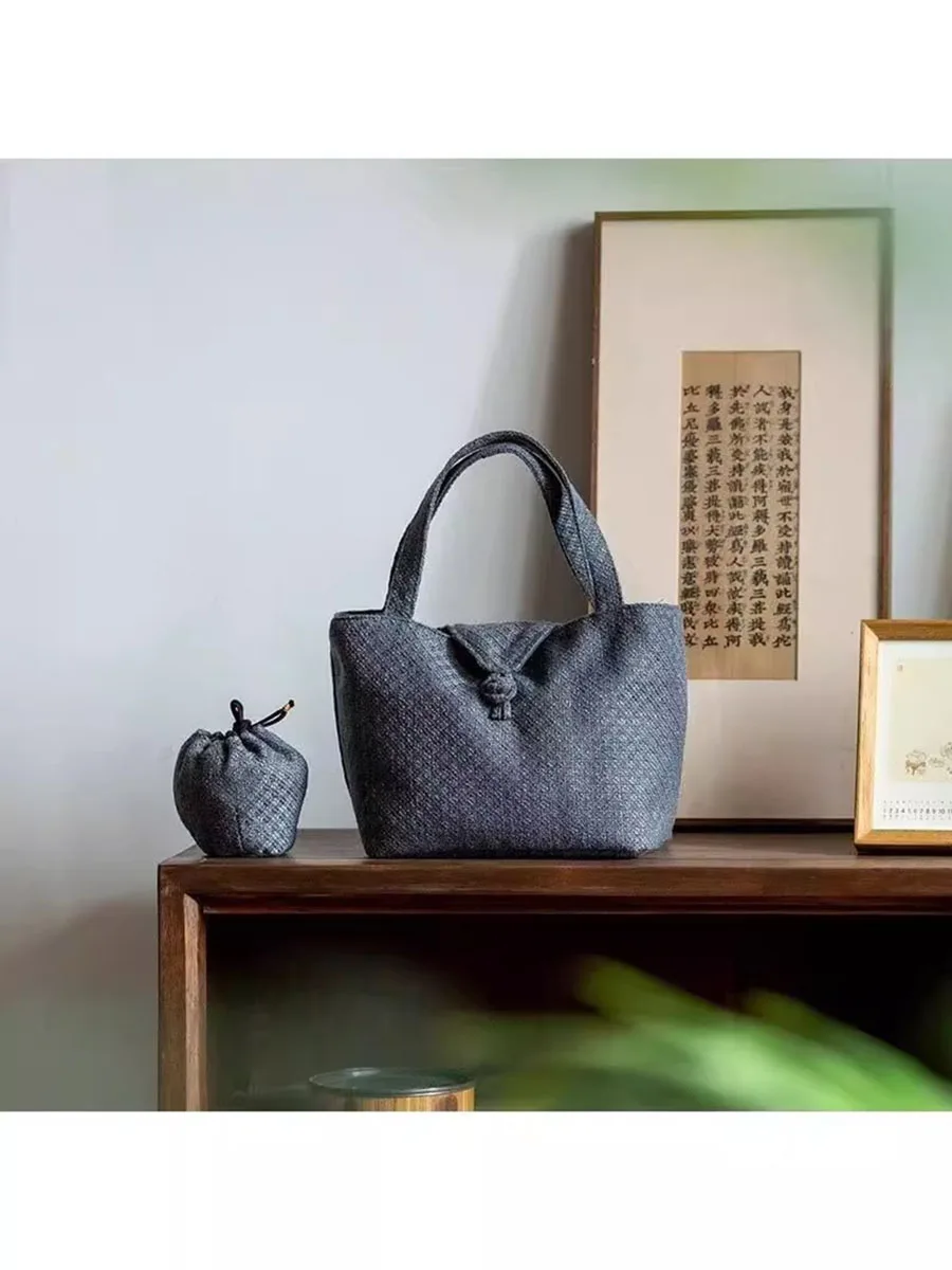 Retro Storage Bag Portable Tea Set Organizer Chinese Style Travel Pouch Tea Ceremony Accessories view 3