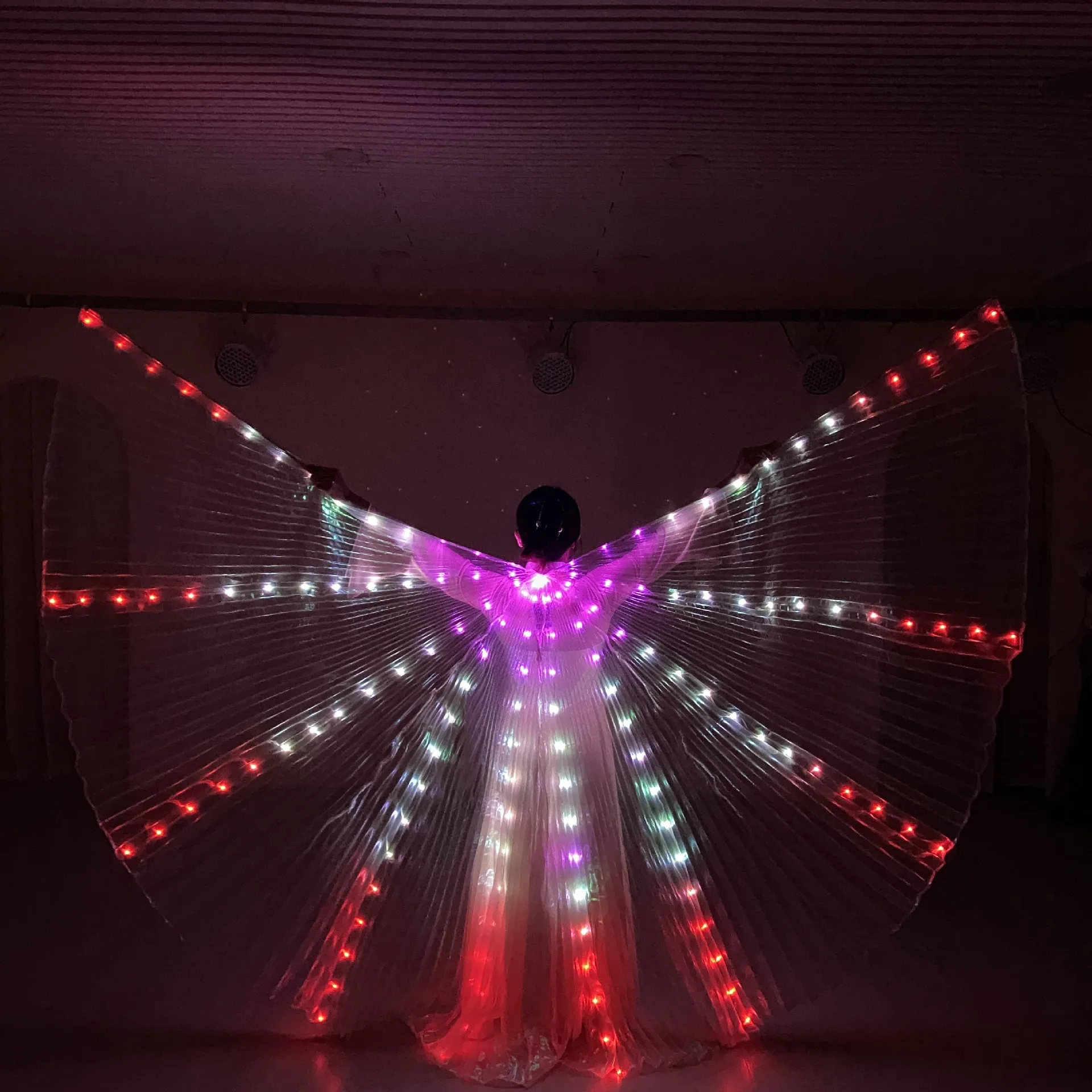 LED Wings with Remote Control, Colorful Luminous Cloak, Belly Dance Isis Wings,  App Control Color Change Glow Dancing Costumes