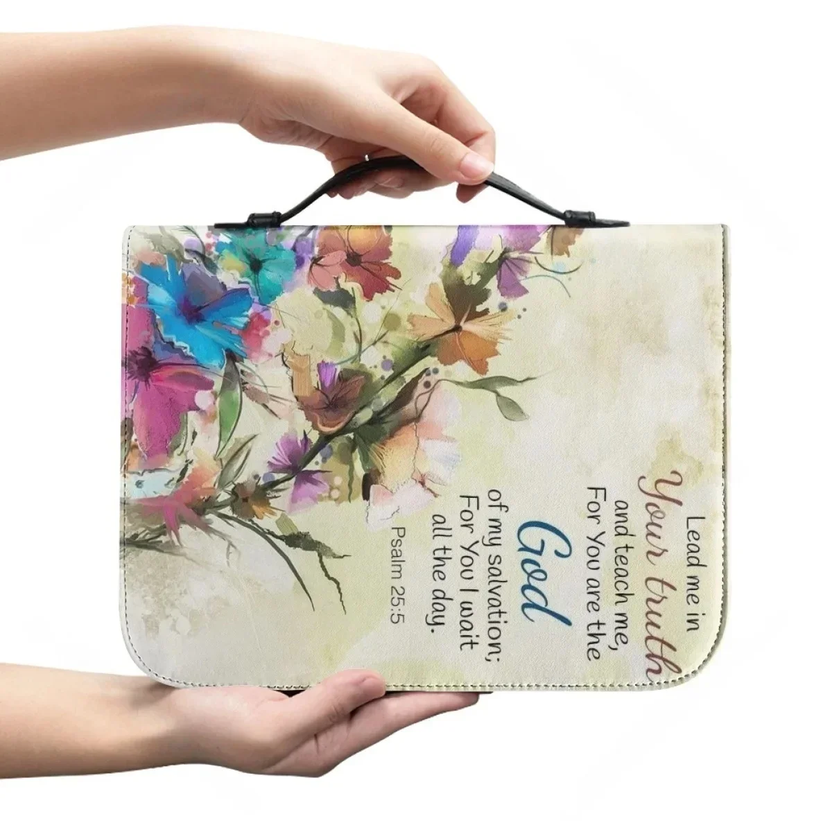 

Women's Bible Storage Bags Bible Classic Verse Print Leather Handbags Practical Bible Cover Case Study Book Holy Storage Boxes