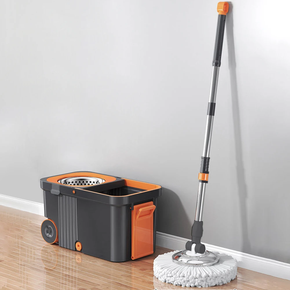 

Spin Mop Bucket with 6 Replacement Head Refills Extended Handle Hand-Free Automatic Dehydration Mop for Household Floor Cleaning