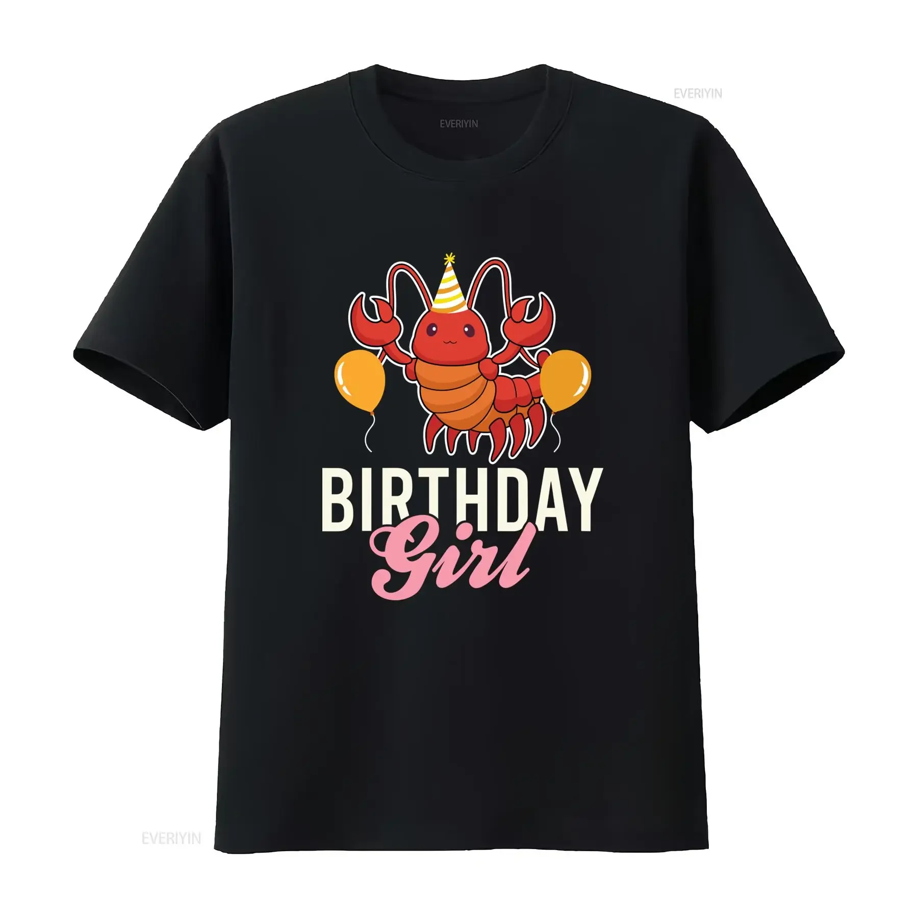T shirt adorabile con aragosta per festa di compleanno Girocollo casual tessuto leggermente elasticizzato vestibilità vintage