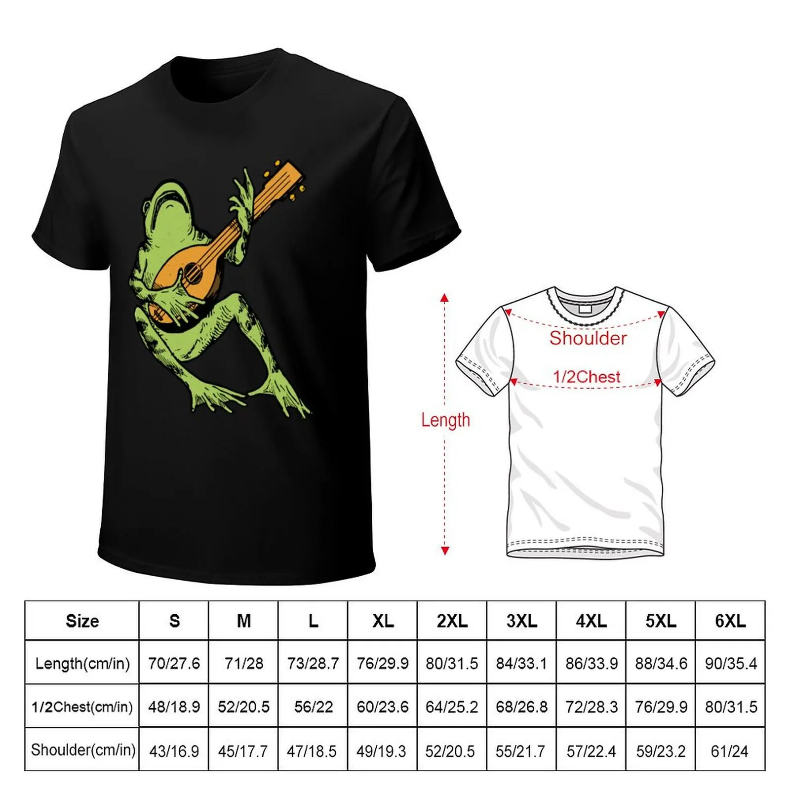 Cool Frog Guitarist playing Guitar Music T-Shirt Art Pattern Printed Casual Top