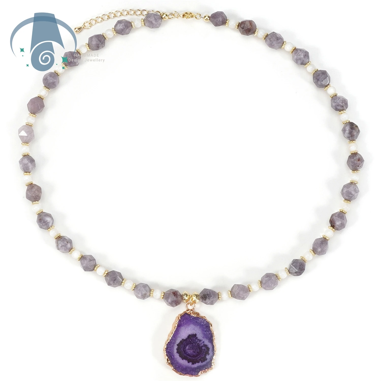 Collarbone Chain Amethyst Pendant Natural Stone Necklace 8mm Faceted Shell for Women Elegant Versatile Daily Wear Jewelry Gifts