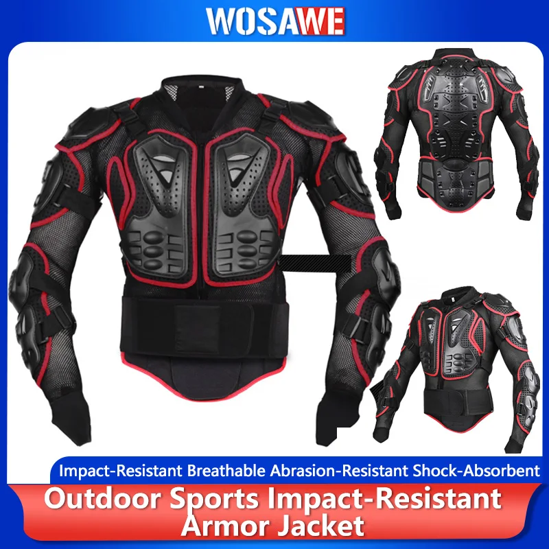 

WOSAWE Adult Motorcycle Riding Suit Racing Jacket with Chest & Back Protectors – Outdoor Riding Armor Gear