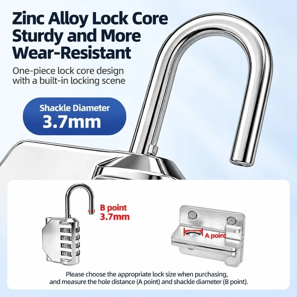 Zinc Alloy Combination Padlock Resettable Code Small Size Cabinet Padlock Hard Shell 4 Digit Luggage Password Lock Tool Box Lock