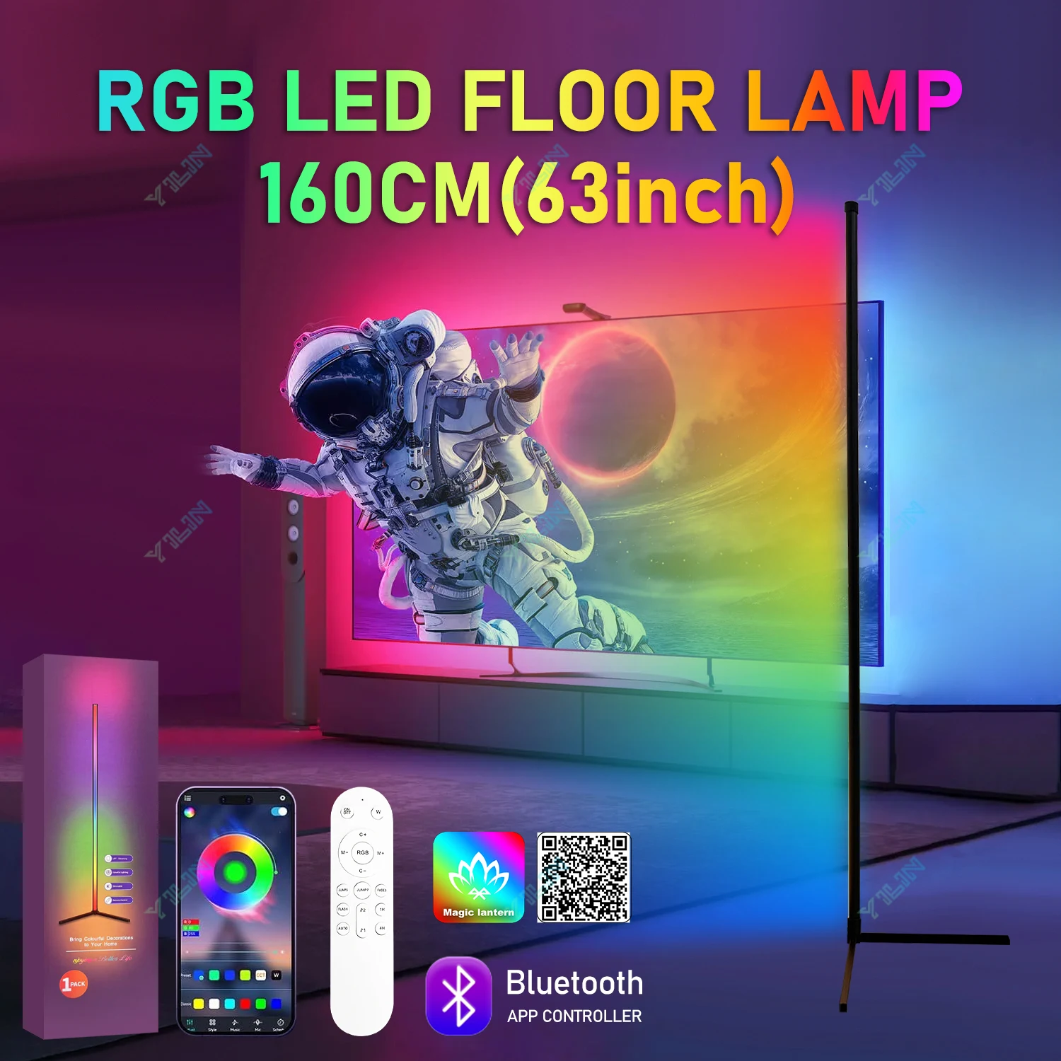 Upgraded Version Smart LED Floor Lamp RGBIC Bluetooth APP &Remote Control Nordic Stand Floor Mood Light For Game Room Decoration