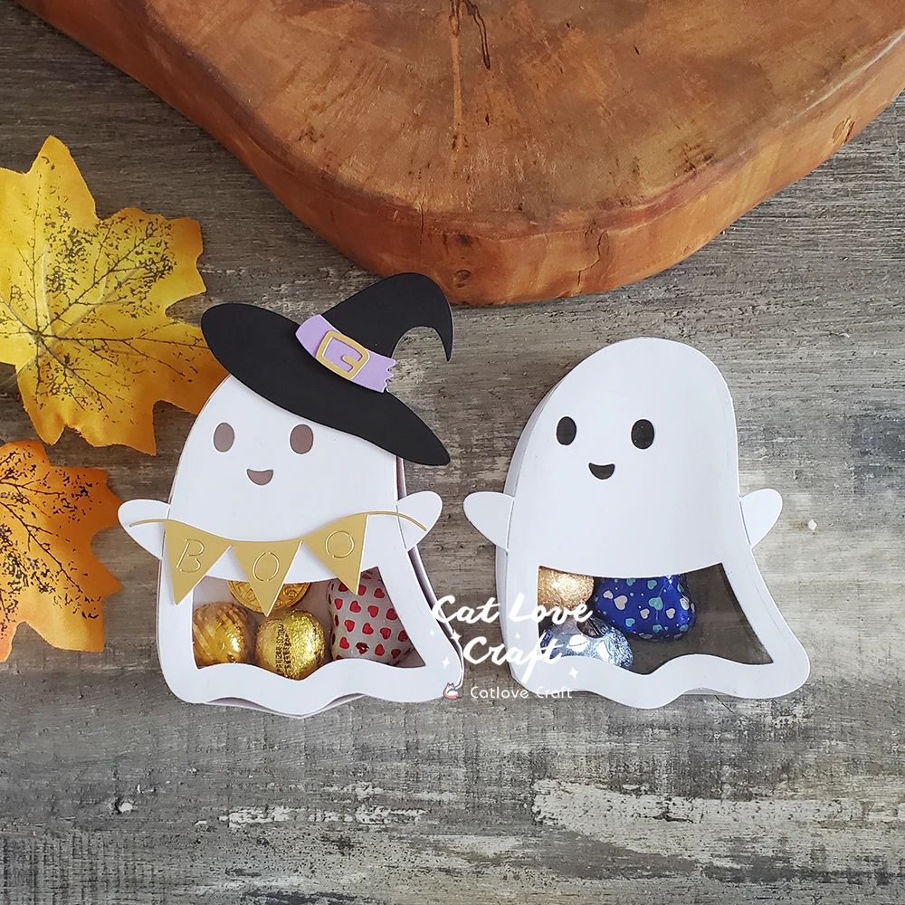 Catlove Halloween Candy Box Ghost Metal Cutting Dies Scrapbooking Mold Stencil Die Cuts Card Making DIY Craft Embossing New Dies