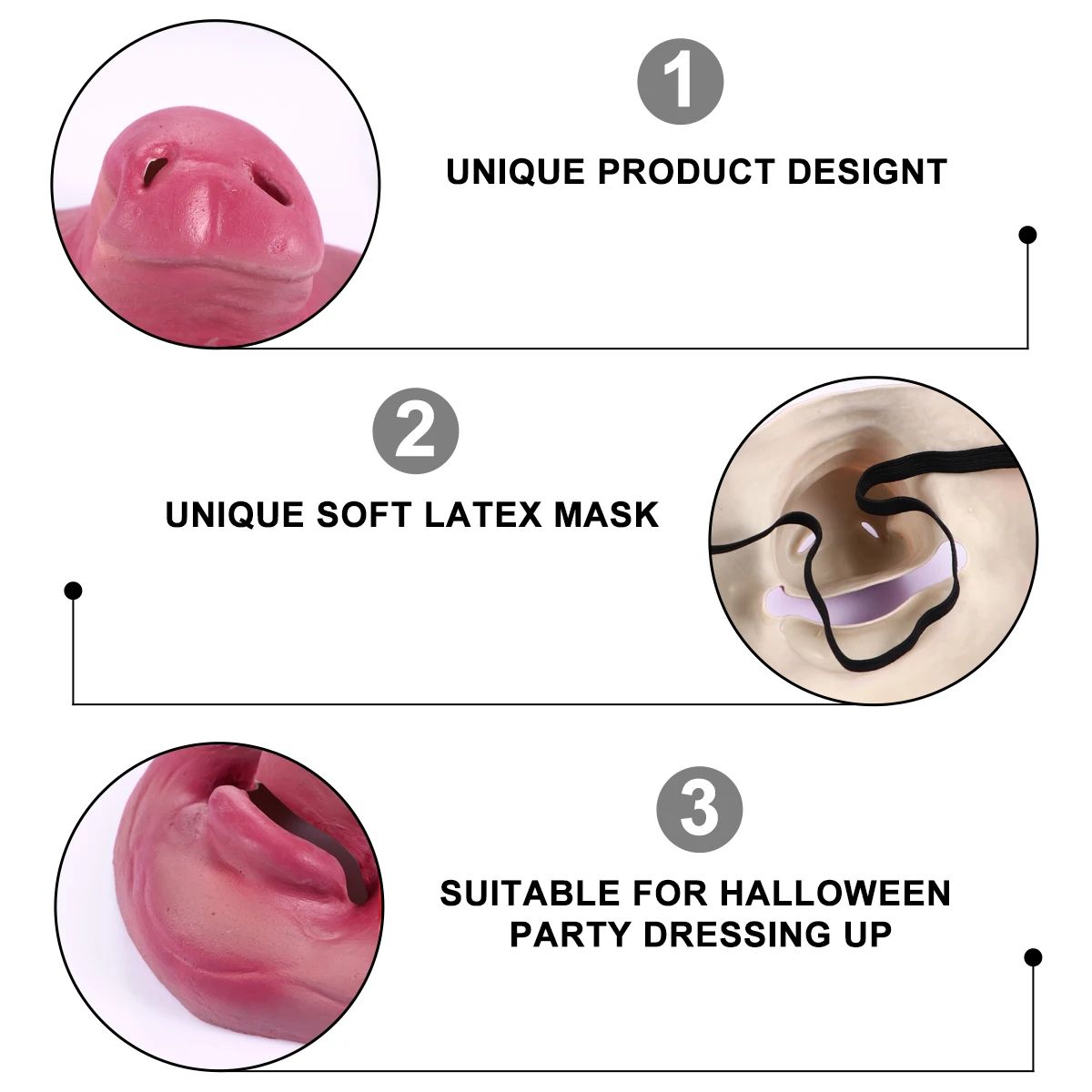 

Half Face Mask Dance Show Cosplay Costume Scary Pig Make up Festive Atmosphere Prank